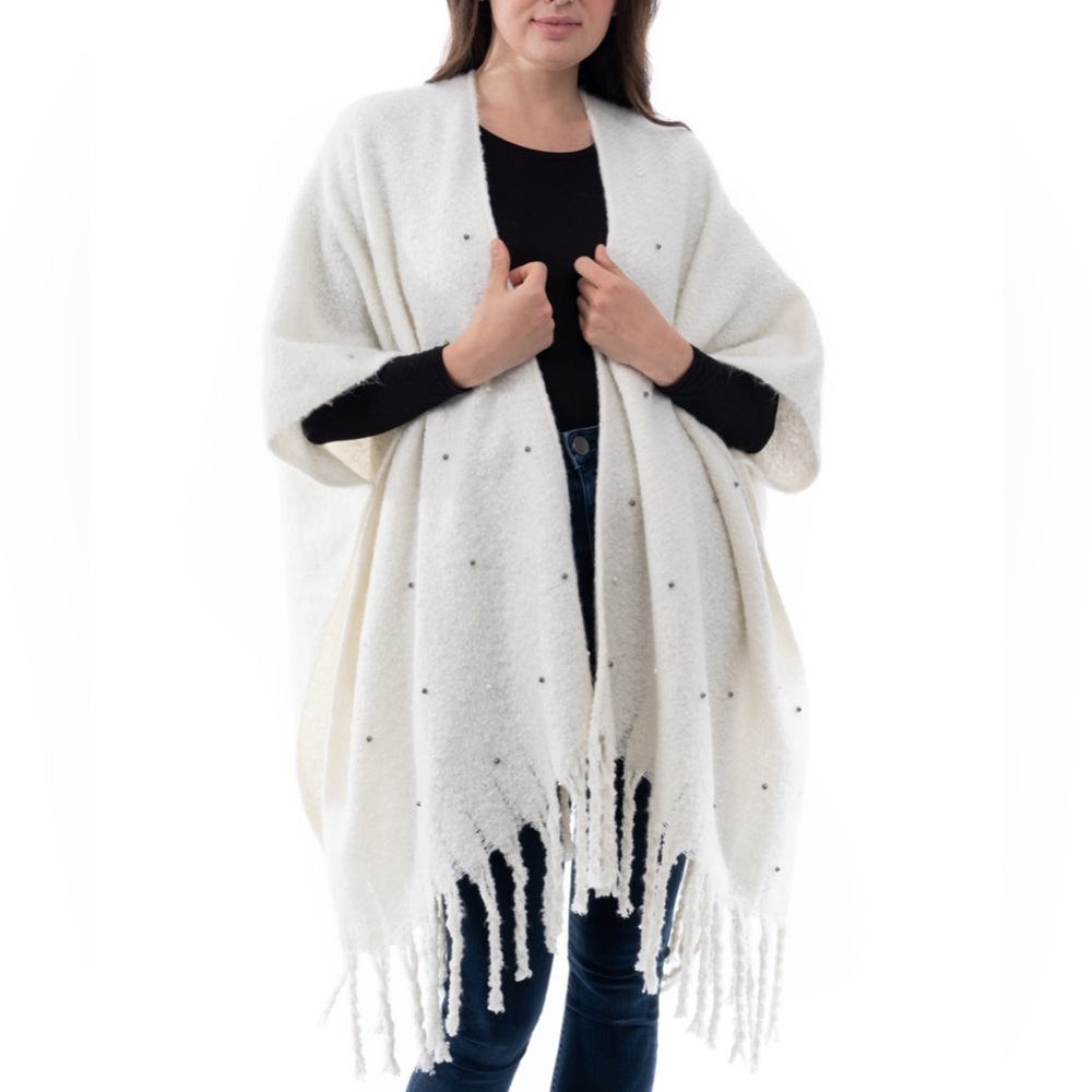 I.N.C.International Concepts Women's Embellished Wrap Sweater Ivory